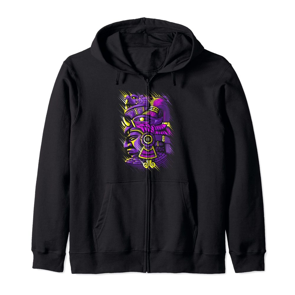 Psychedelic Maya native Aztec Zip Hoodie